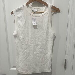 New! Topshop White Ribbed Twisted Shoulder Tank Top Size Medium